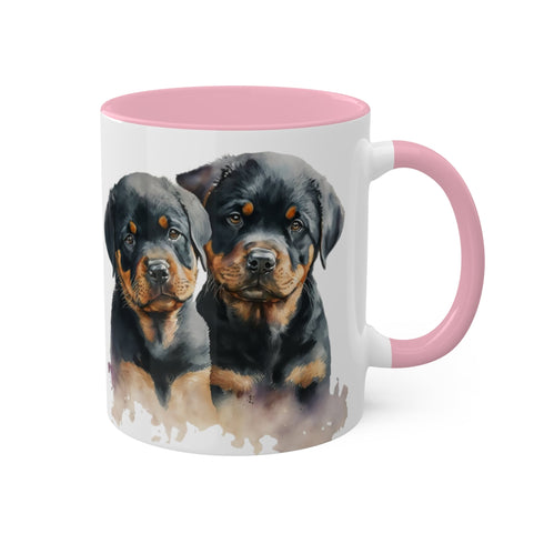 Rottweiler Pupies - Color Accent Mugs, 11oz